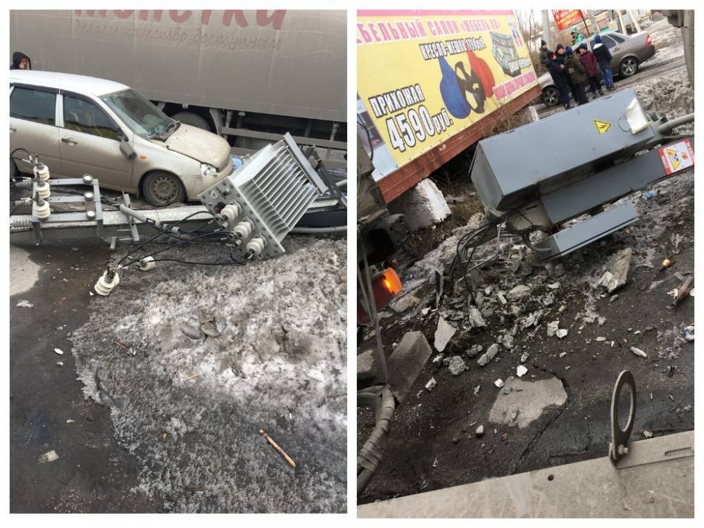 В Кузбассе фура снесла опору ЛЭП и повредила легковой автомобиль - gazeta.a42.ru - Белово