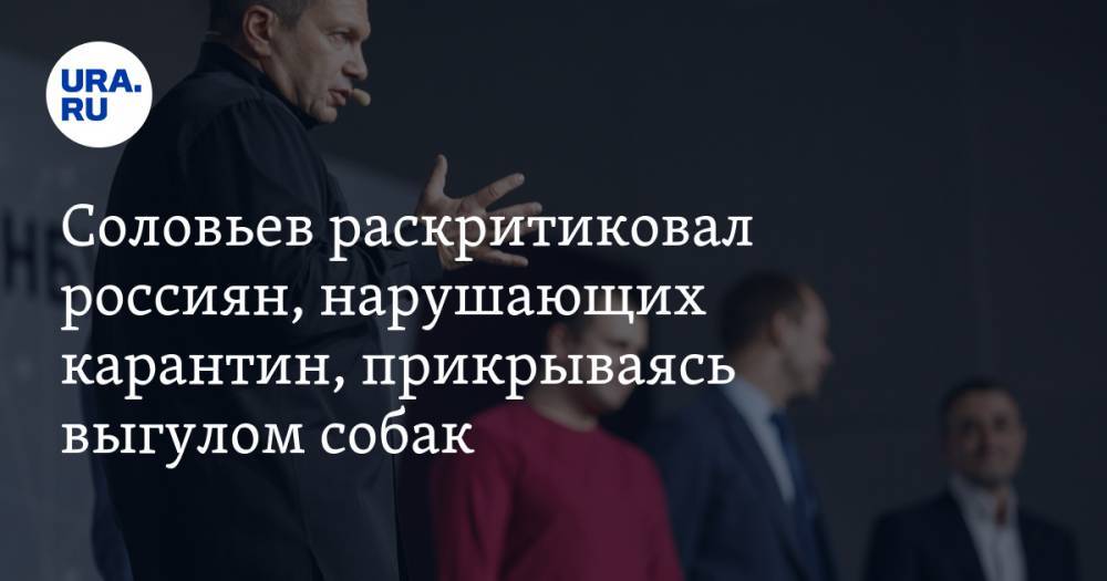 Владимир Соловьев - Денис Проценко - Соловьев раскритиковал россиян, нарушающих карантин, прикрываясь выгулом собак - ura.news