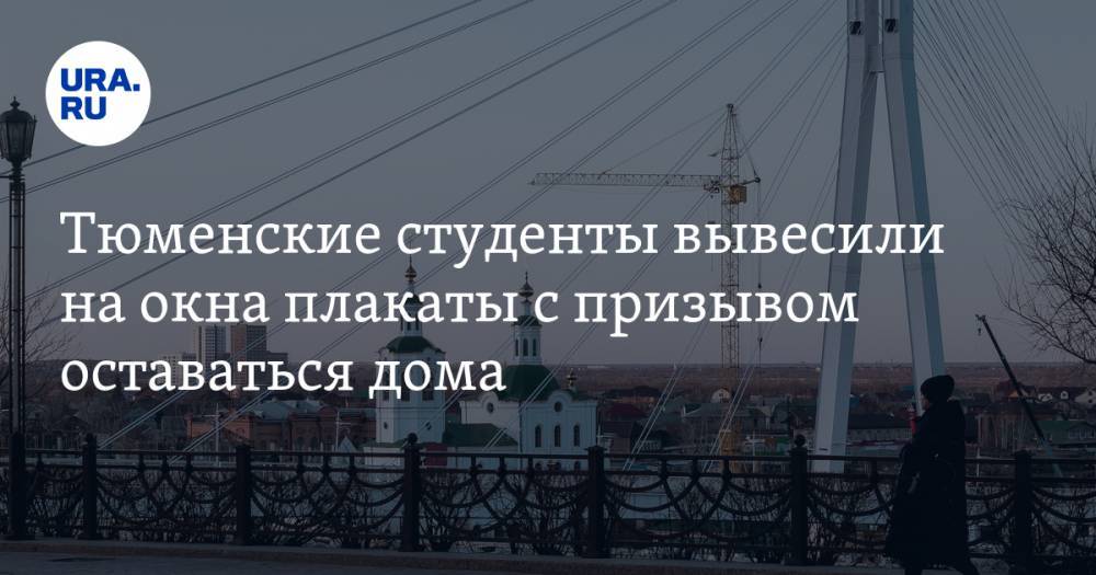 Тюменские студенты вывесили на окна плакаты с призывом оставаться дома. ФОТО - ura.news - Тюмень