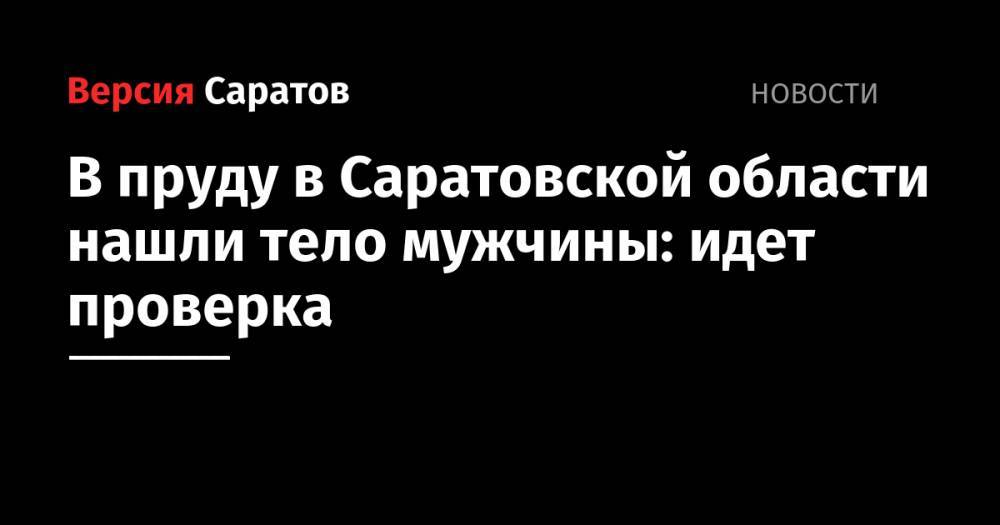 В пруду в Саратовской области нашли тело мужчины: идет проверка - nversia.ru - Саратовская обл.