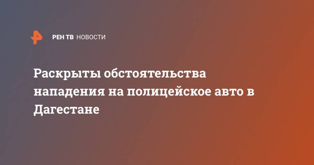 Раскрыты обстоятельства нападения на полицейское авто в Дагестане - ren.tv - респ. Дагестан