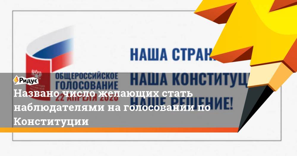 Максим Григорьев - Названо число желающих стать наблюдателями наголосовании поКонституции - ridus.ru - Россия