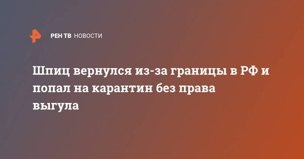 Шпиц вернулся из-за границы в РФ и попал на карантин без права выгула - ren.tv - Россия - Иркутская обл. - Красноярск - респ.Бурятия - Иркутск - Бангкок