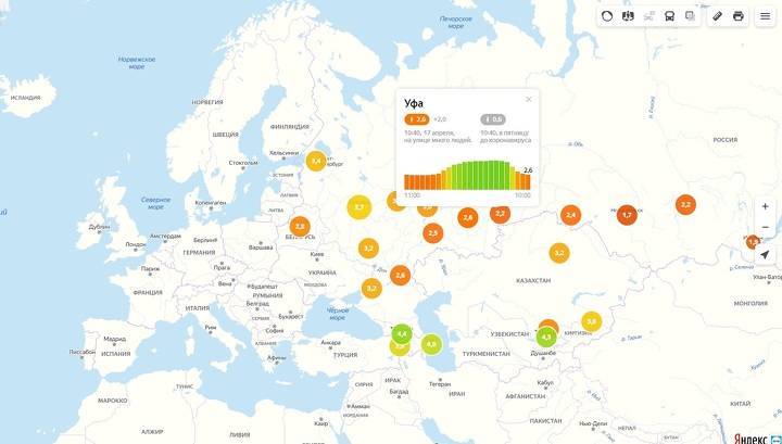 Индекс самоизоляции в Уфе опустился до критической отметки в 2,6 балла - vesti.ru - Башкирия - Уфа