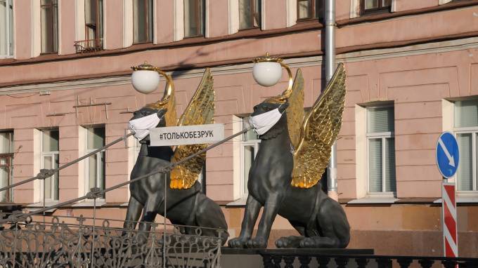 Сергей Макаров - Грифонам с Банковского моста "выдали" медицинские маски - piter.tv - Санкт-Петербург
