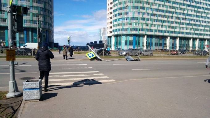 В Петербурге ветер ломает конструкции и разносит мусорные баки - piter.tv - Санкт-Петербург - р-н Приморский