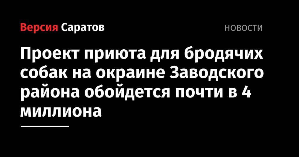 Проект приюта для бродячих собак на окраине Заводского района обойдется почти в 4 миллиона - nversia.ru - Саратов