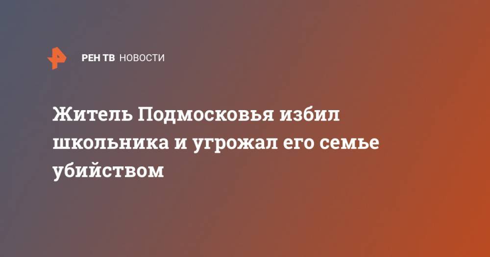 Татьяна Петрова - Житель Подмосковья избил школьника и угрожал его семье убийством - ren.tv - Россия - Московская обл.