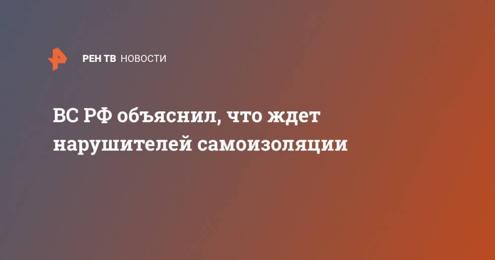 ВС РФ объяснил, что ждет нарушителей самоизоляции - ren.tv - Россия
