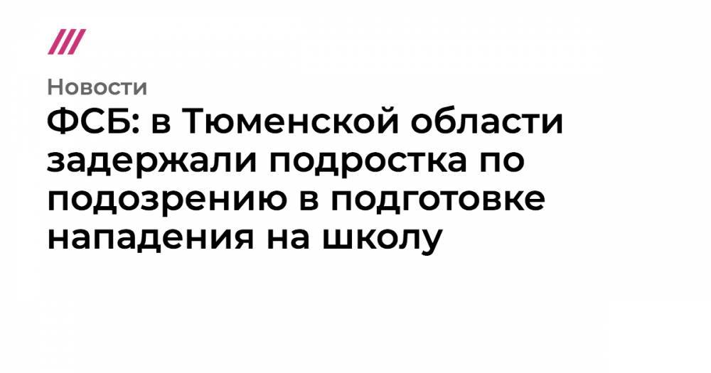 Ольга Романова - ФСБ: в Тюменской области задержали подростка по подозрению в подготовке нападения на школу - tvrain.ru - США - Тюменская обл. - Великий Новгород