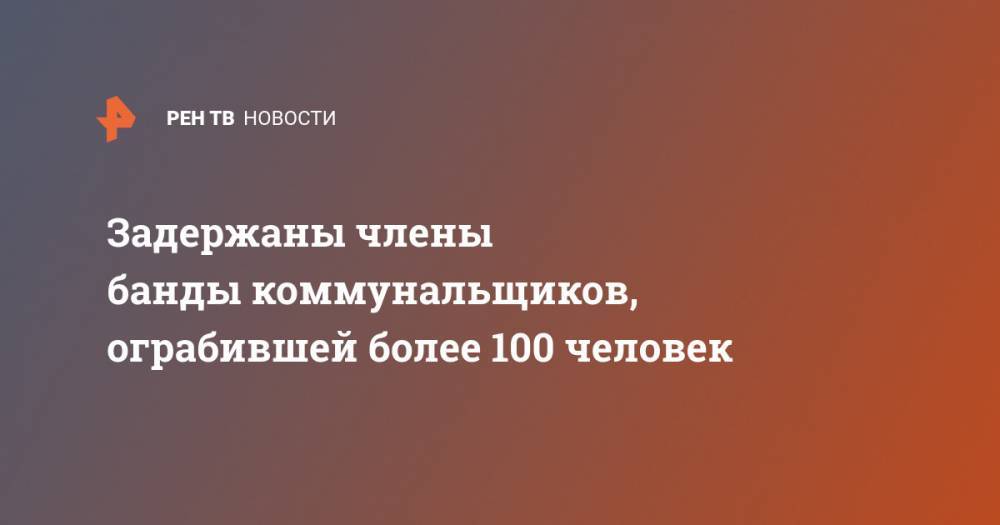 Задержаны члены банды коммунальщиков, ограбившей более 100 человек - ren.tv - Москва - Санкт-Петербург - Московская обл.