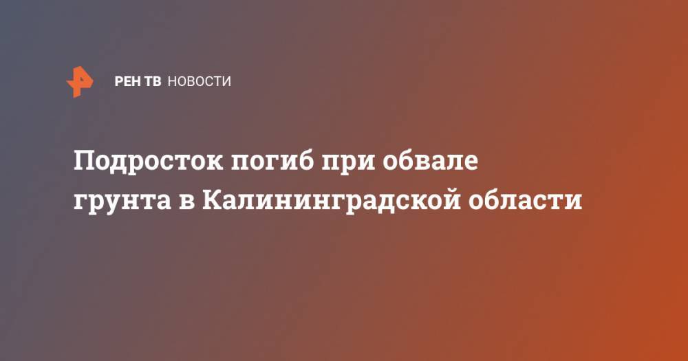 Подросток погиб при обрушении грунта в Калининградской области - ren.tv - Россия - Калининградская обл.