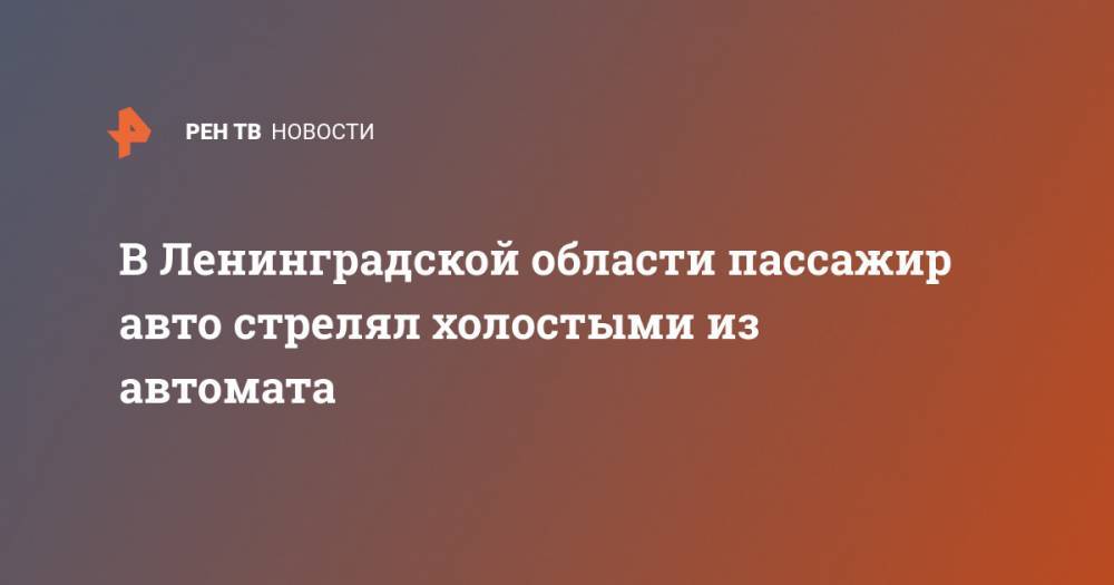 В Ленинградской области пассажир авто стрелял холостыми из автомата - ren.tv - Россия - Ленинградская обл. - Выборг