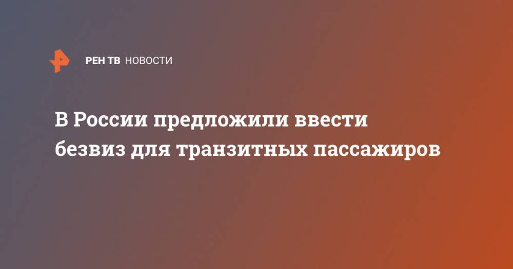 В России предложили ввести безвиз для транзитных пассажиров - ren.tv - Россия