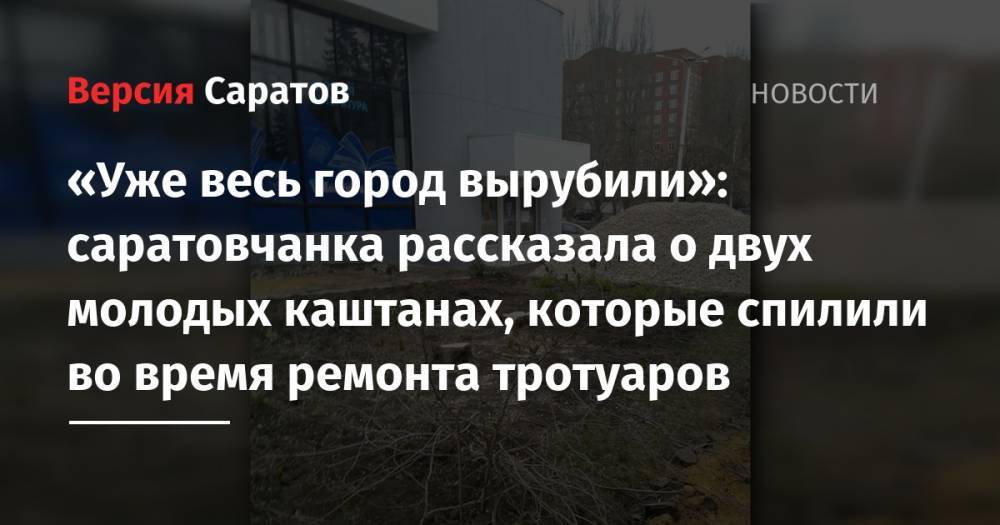 «Уже весь город вырубили»: саратовчанка рассказала о двух молодых каштанах, которые спилили во время ремонта тротуаров - nversia.ru - Саратова