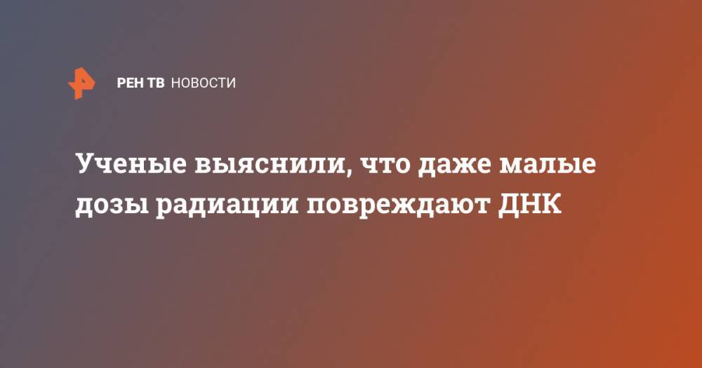 Ученые выяснили, что даже малые дозы радиации повреждают ДНК - ren.tv - Новосибирск - Красноярск
