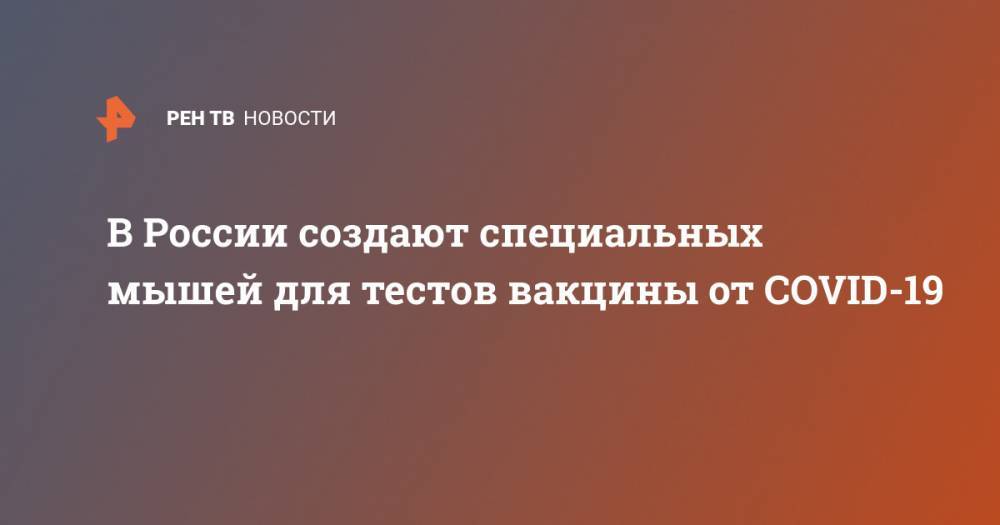 В России создают специальных мышей для тестов вакцины от COVID-19 - ren.tv - Россия