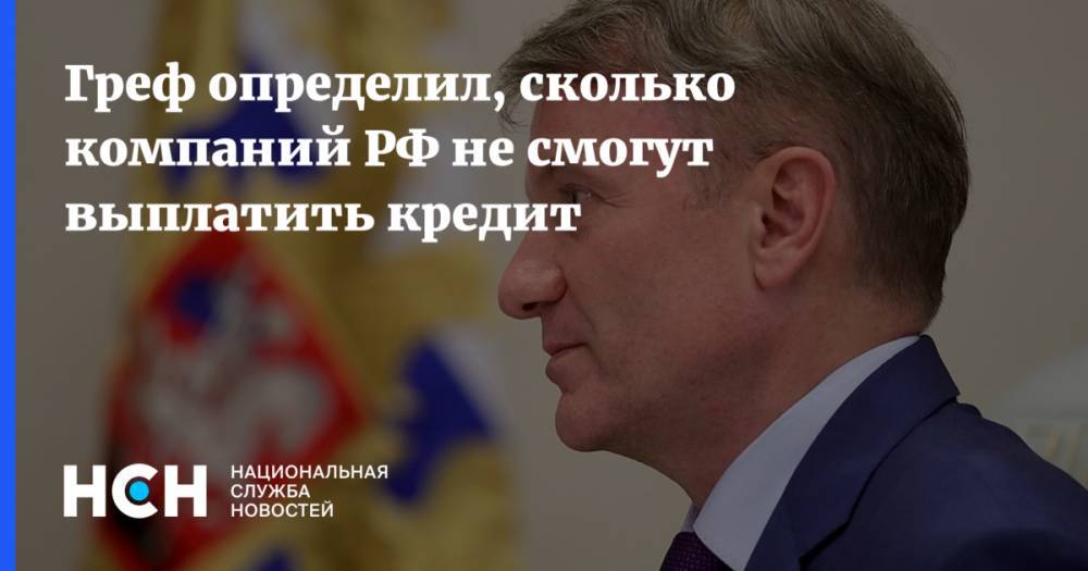 Герман Греф - Греф определил, сколько компаний РФ не смогут выплатить кредит - nsn.fm - Россия