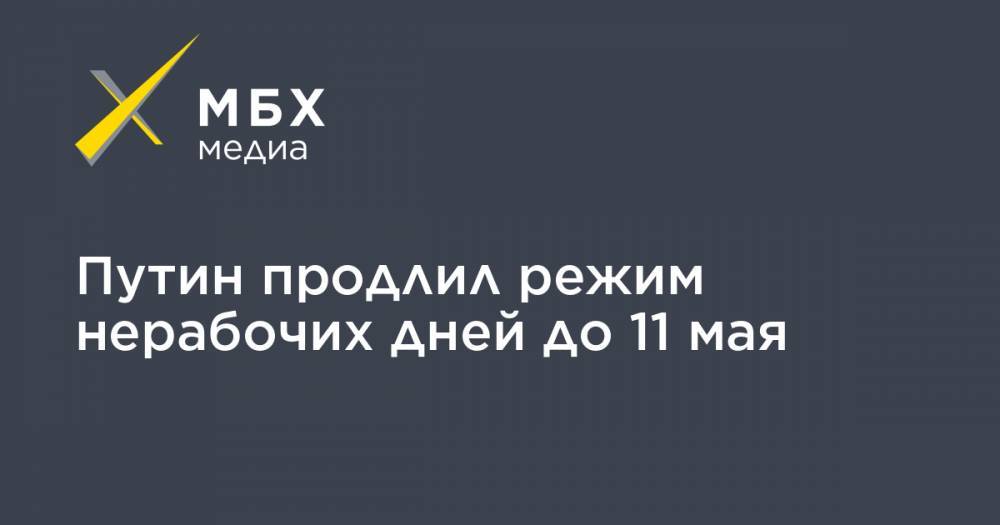 Владимир Путин - Путин продлил режим нерабочих дней до 11 мая - mbk.news - Россия