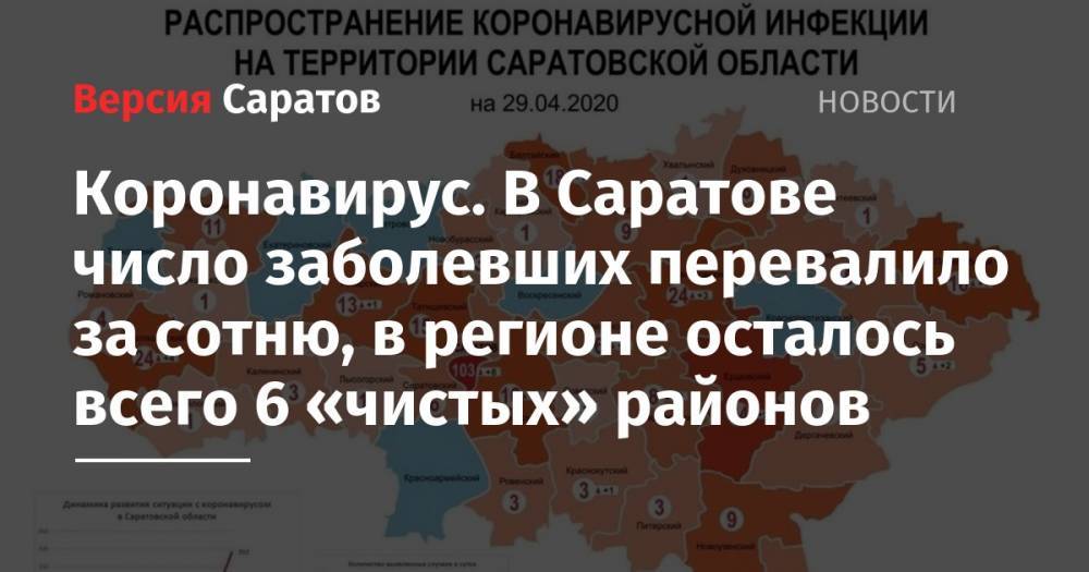 Коронавирус. В Саратове число заболевших перевалило за сотню, в регионе осталось всего 6 «чистых» районов - nversia.ru - Саратовская обл. - Саратов