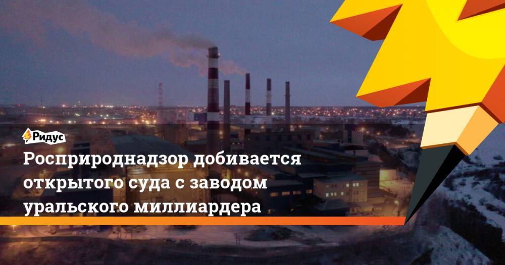 Светлана Радионова - Росприроднадзор добивается открытого суда с заводом уральского миллиардера - ridus.ru