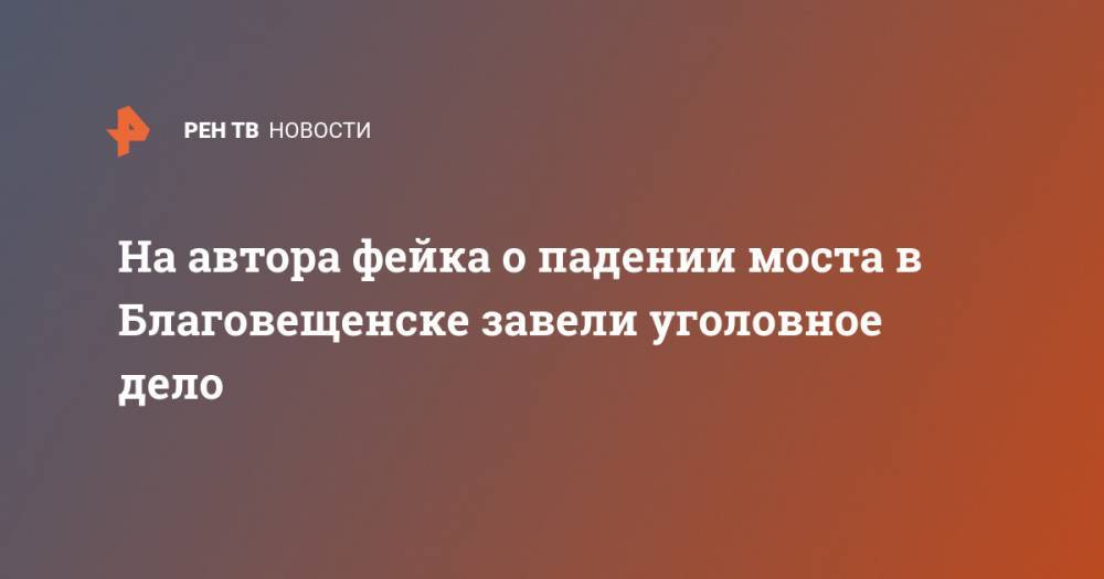 На автора фейка о падении моста в Благовещенске завели уголовное дело - ren.tv - Россия - Амурская обл. - Благовещенск