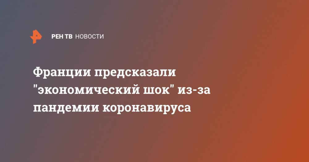 Джон Хопкинс - Брюно Ле-Мэр - Франции предсказали "экономический шок" из-за пандемии коронавируса - ren.tv - Франция