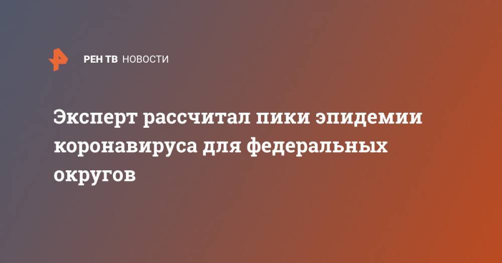 Агаси Тавадян - Эксперт рассчитал пики эпидемии коронавируса для федеральных округов - ren.tv - Россия