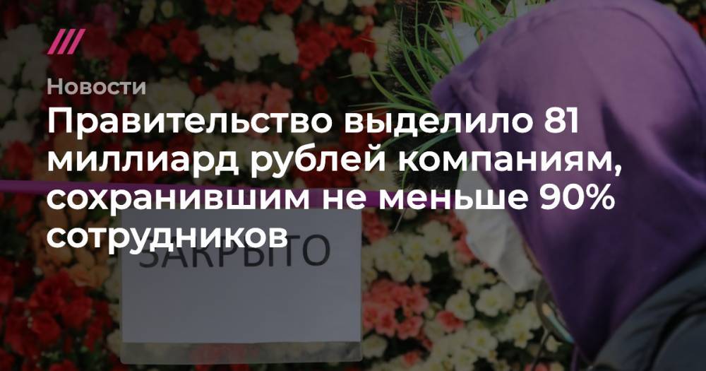 Владимир Путин - Софья Сандурская - Правительство выделило 81 миллиард рублей компаниям, сохранившим не меньше 90% сотрудников - tvrain.ru - Москва