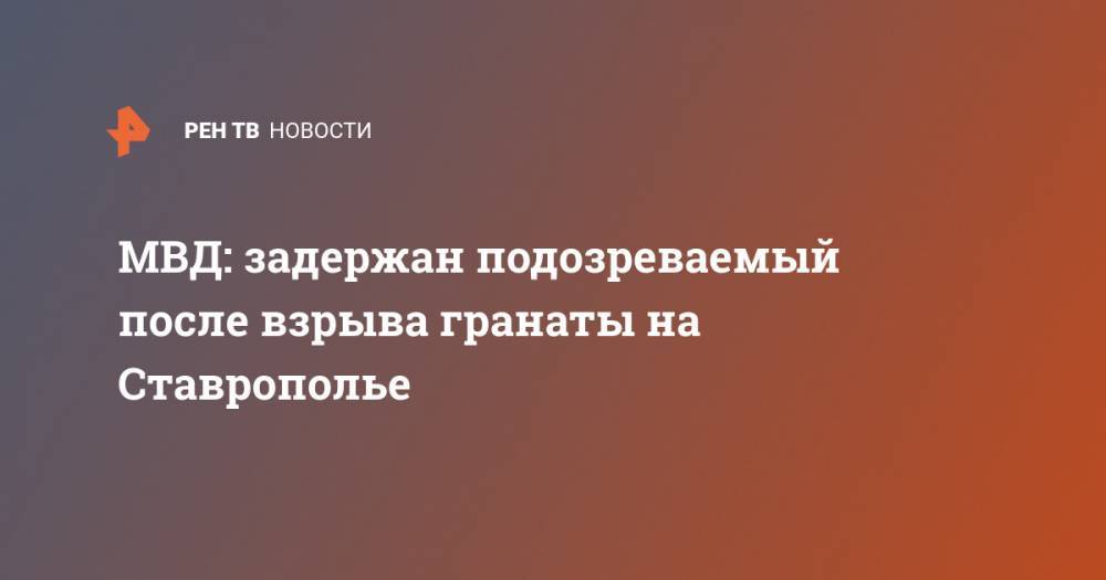 МВД: задержан подозреваемый после взрыва гранаты на Ставрополье - ren.tv - Ставрополье