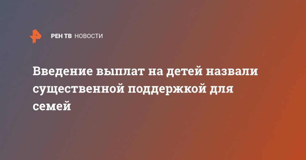 Владимир Путин - Валерий Рязанский - Введение выплат на детей назвали существенной поддержкой для семей - ren.tv - Россия