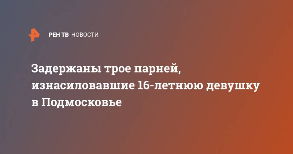 Задержаны трое парней, изнасиловавшие 16-летнюю девушку в Подмосковье - ren.tv - Россия - Московская обл. - Ногинск