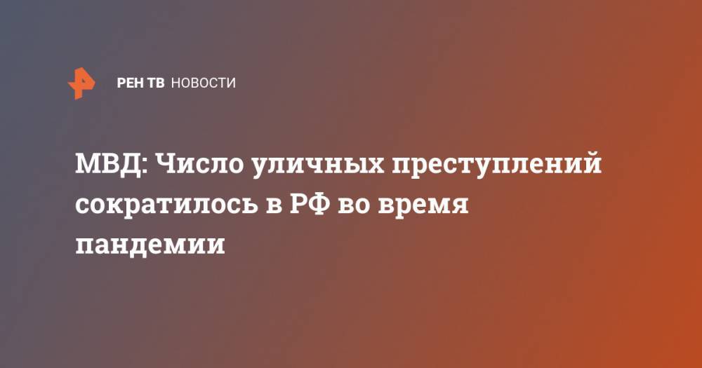 Ирина Волк - МВД: Число уличных преступлений сократилось в РФ во время пандемии - ren.tv - Россия