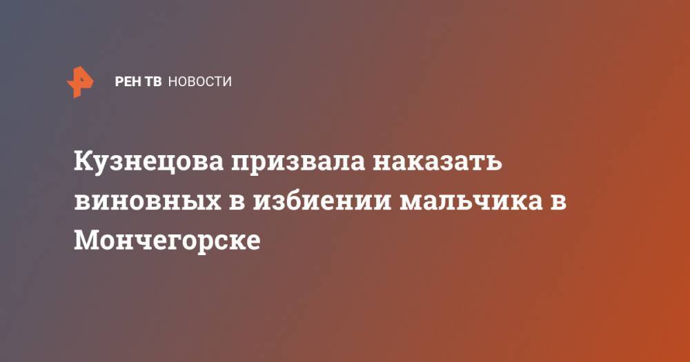 Анна Кузнецова - Кузнецова призвала наказать виновных в избиении мальчика в Мончегорске - ren.tv - Россия - Мурманская обл. - Мончегорск