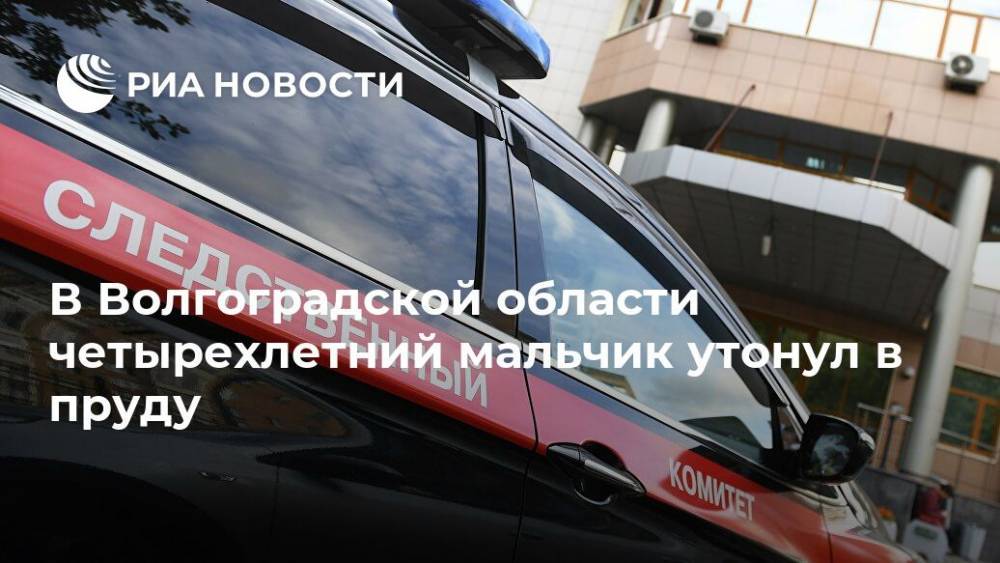 В Волгоградской области четырехлетний мальчик утонул в пруду - ria.ru - Волгоград - Волгоградская обл. - район Городищенский