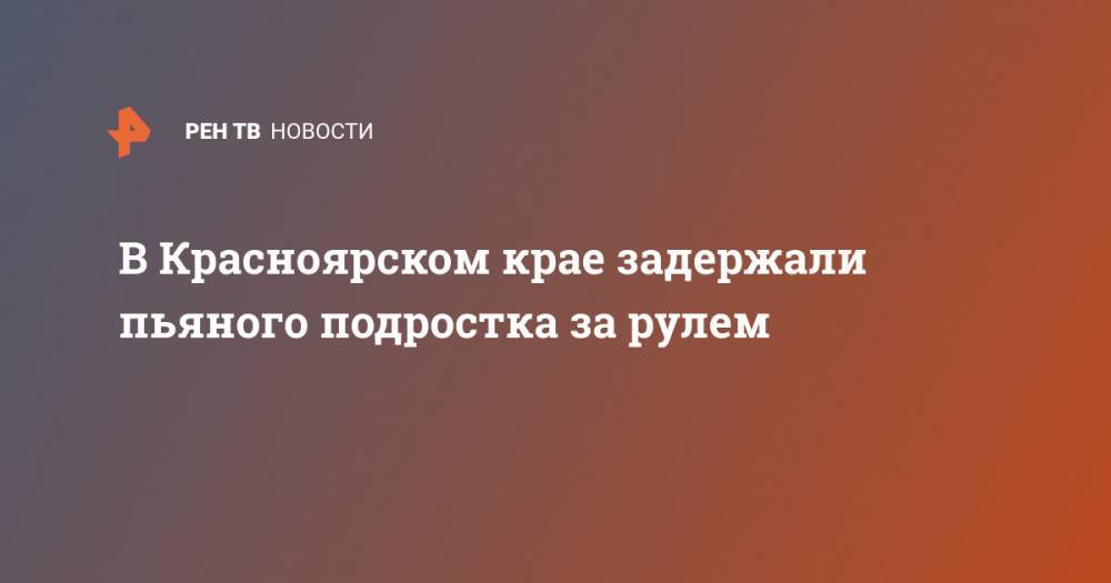 В Красноярском крае задержали пьяного подростка за рулем - ren.tv - Россия - Красноярский край
