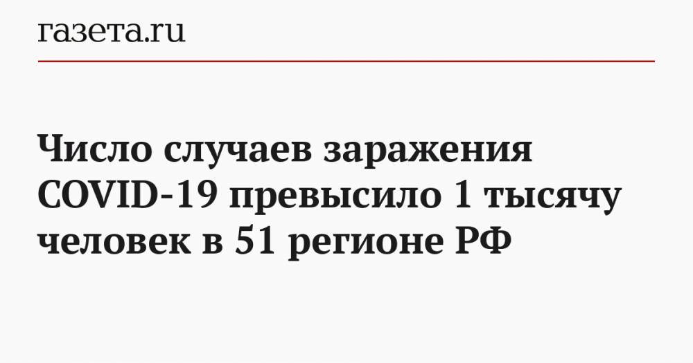 Число случаев заражения COVID-19 превысило 1 тысячу человек в 51 регионе РФ - gazeta.ru - Москва - Россия - Кировская обл. - Астраханская обл. - Пермский край