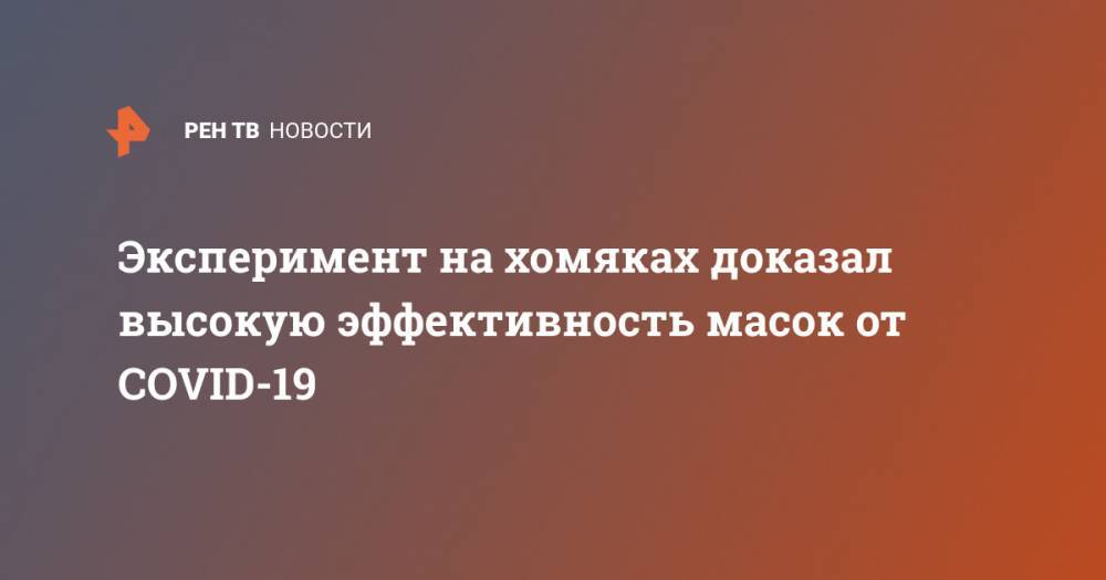 Эксперимент на хомяках доказал высокую эффективность масок от COVID-19 - ren.tv - Гонконг - Гонконг