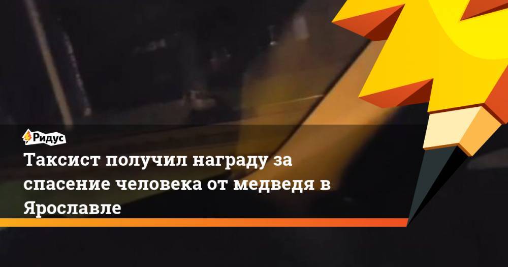 Таксист получил награду за спасение человека от медведя в Ярославле - ridus.ru - Ярославль