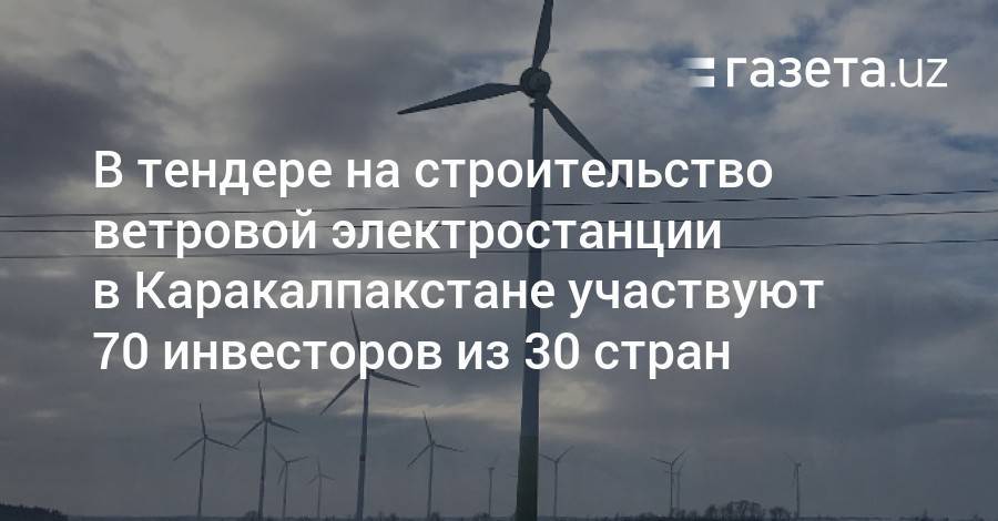 В тендере на строительство ветровой электростанции в Каракалпакстане участвуют 70 инвесторов - gazeta.uz - Узбекистан - Эмираты