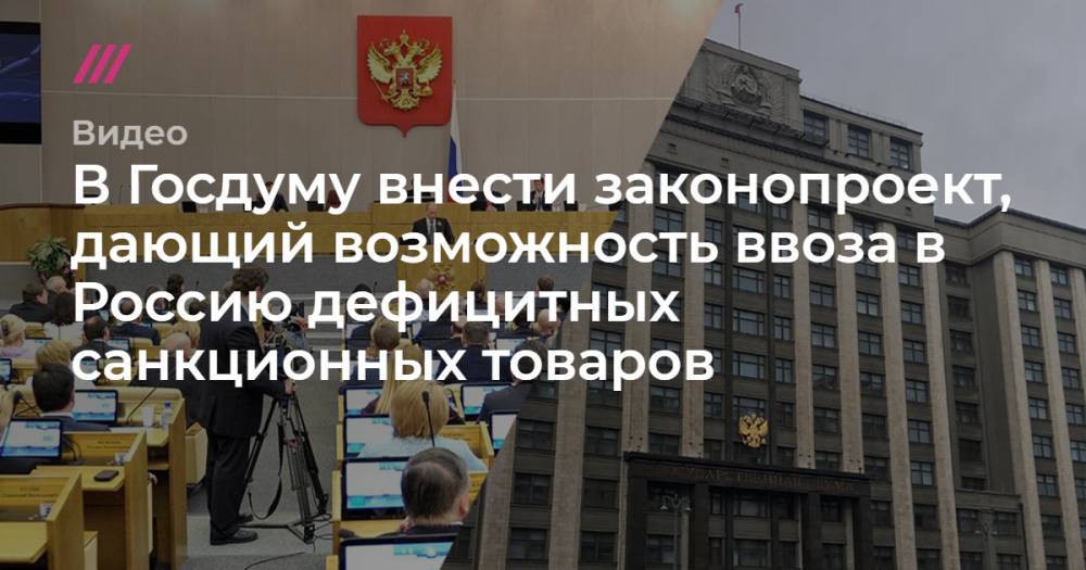 В Госдуму внести законопроект, дающий возможность ввоза в Россию дефицитных санкционных товаров - tvrain.ru - Россия - США