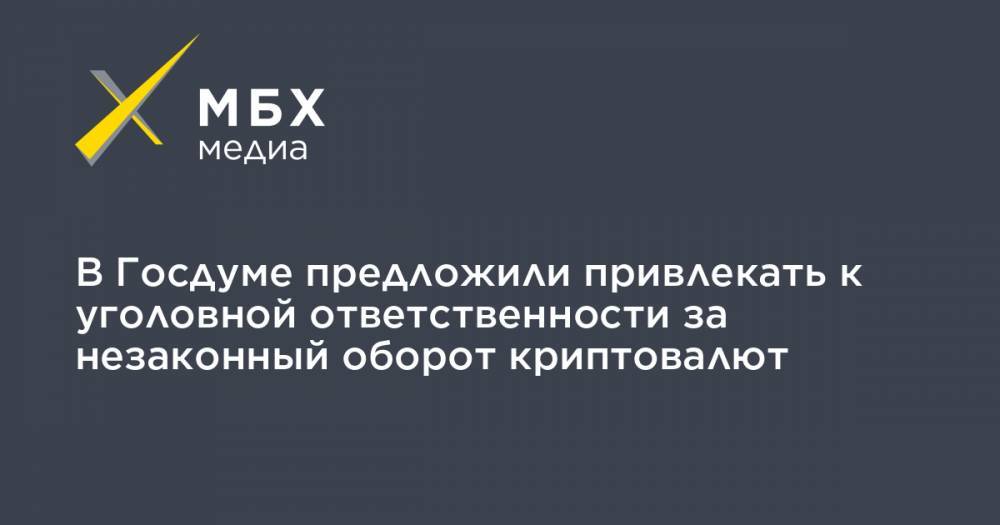В Госдуме предложили привлекать к уголовной ответственности за незаконный оборот криптовалют - mbk.news