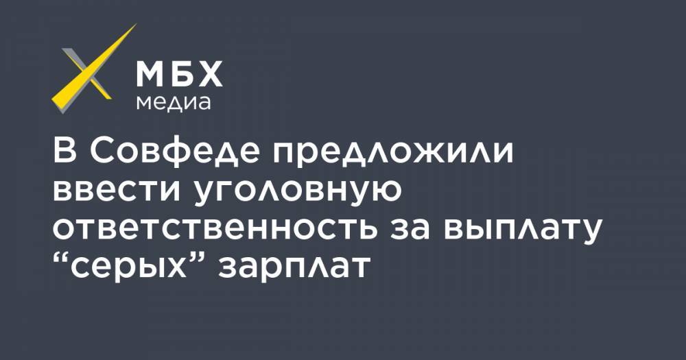 В Совфеде предложили ввести уголовную ответственность за выплату “серых” зарплат - mbk.news
