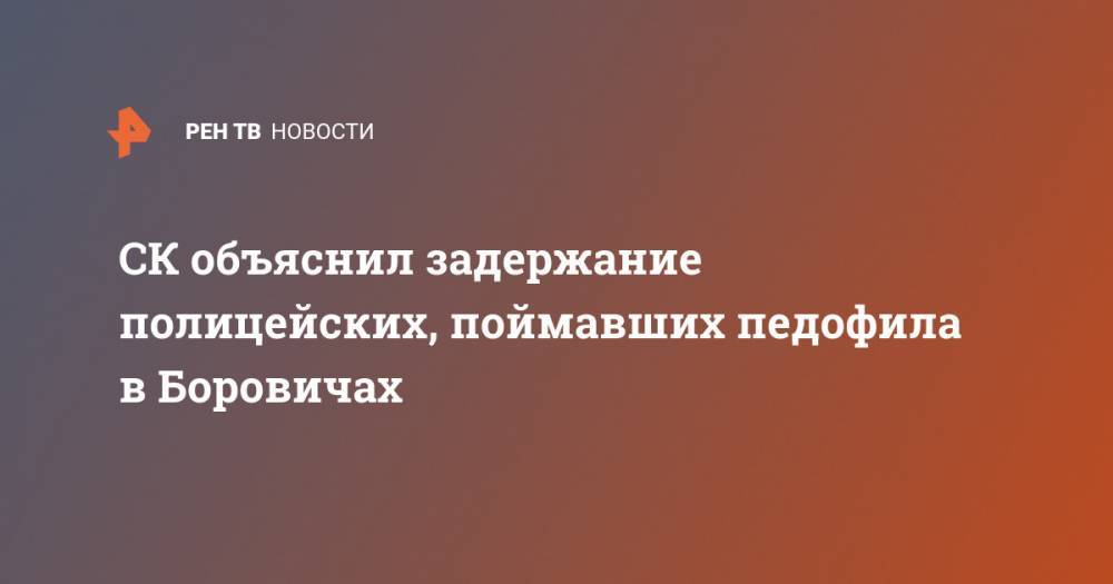 СК объяснил задержание полицейских, поймавших педофила в Боровичах - ren.tv - Великий Новгород