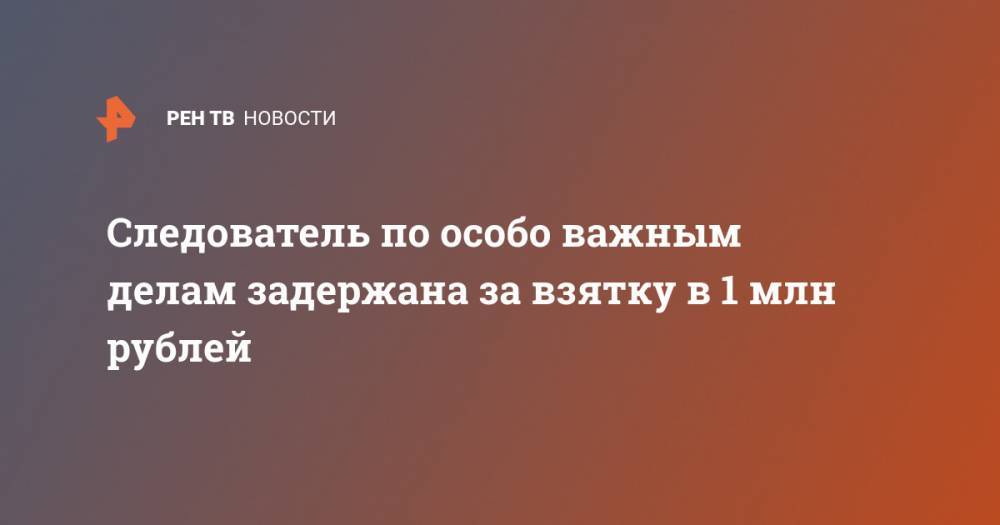Следователь по особо важным делам задержана за взятку в 1 млн рублей - ren.tv - Россия - Санкт-Петербург