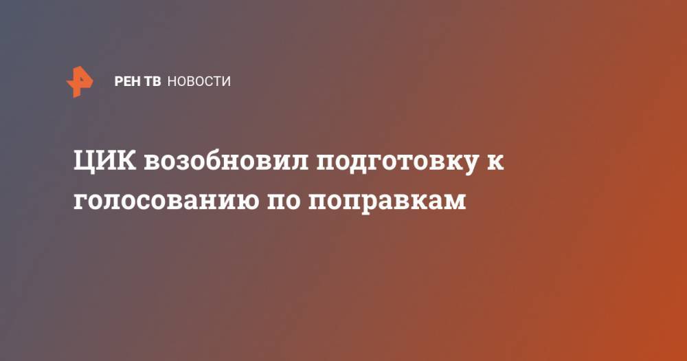 Владимир Путин - ЦИК возобновил подготовку к голосованию по поправкам - ren.tv - Россия