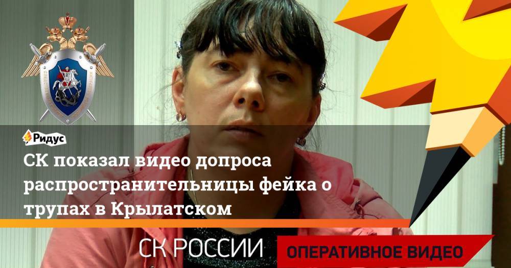 СК показал видео допроса распространительницы фейка о трупах в Крылатском - ridus.ru - Россия - район Крылатский