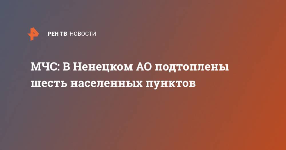 МЧС: В Ненецком АО подтоплены шесть населенных пунктов - ren.tv - Россия - окр.Ненецкий