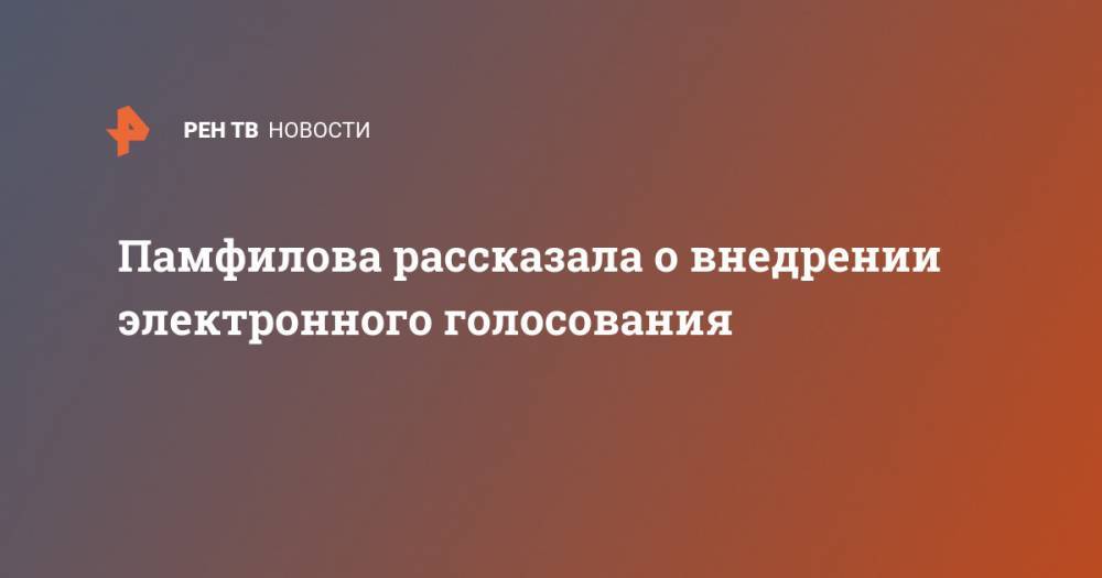 Владимир Путин - Элла Памфилова - Памфилова рассказала о внедрении электронного голосования - ren.tv