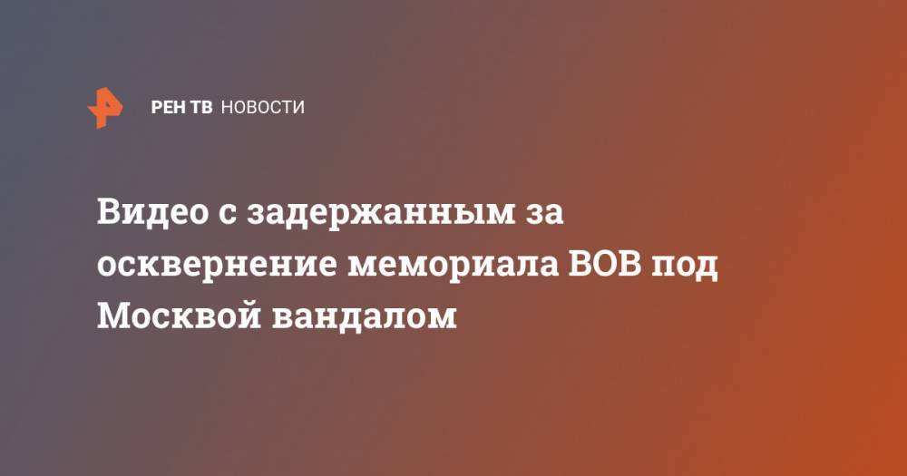Видео с задержанным за осквернение мемориала ВОВ под Москвой вандалом - ren.tv - Москва - Московская обл.